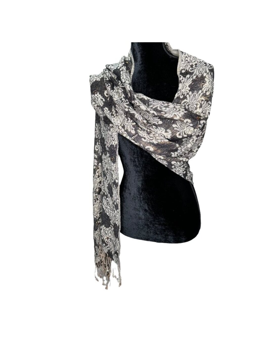 Style & Co Leopard Print Scarf Metallic Thread Long Lightweight 74 x 20